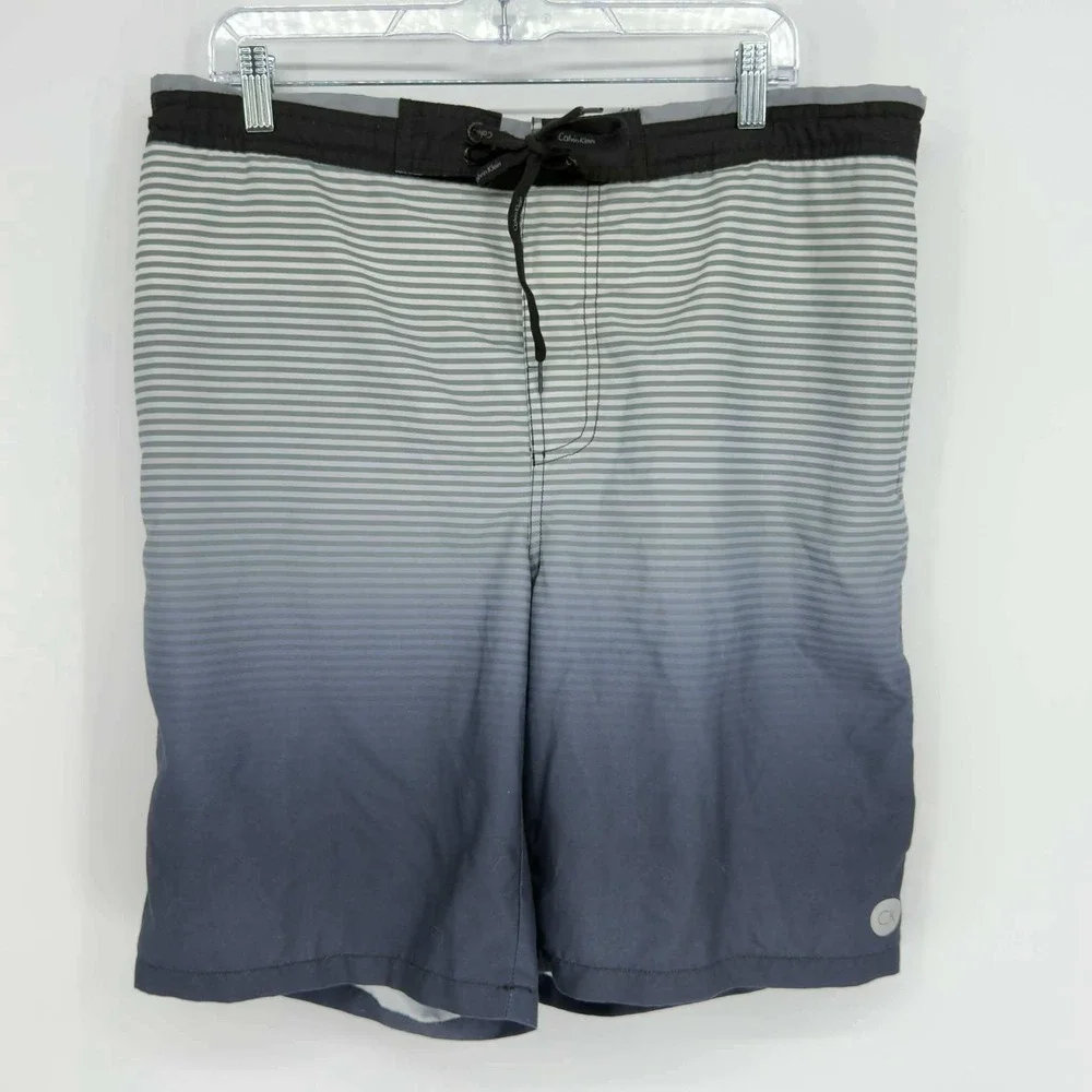Calvin Klein Men's Gray Ombre‎ Striped Board Shorts Size XL